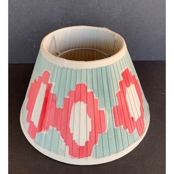 Custom Hand Painted Pleated Fabric Lamp Shade IKAT European Hardware 8" x 13" - Picture 2 of 16